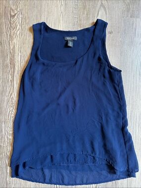 WHBM  Navy Sleeveless Chiffon Layered Tank